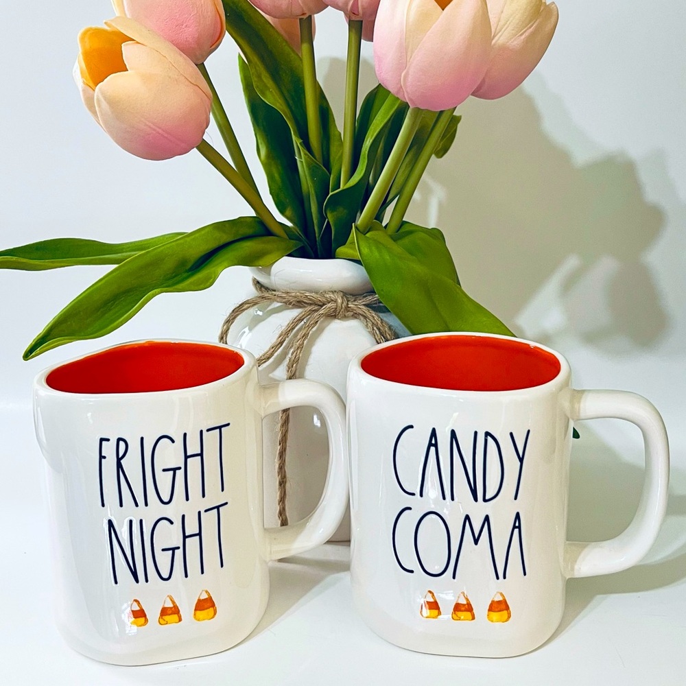 🇺🇸 Rae Dunn Halloween Candy Corn Mug Set